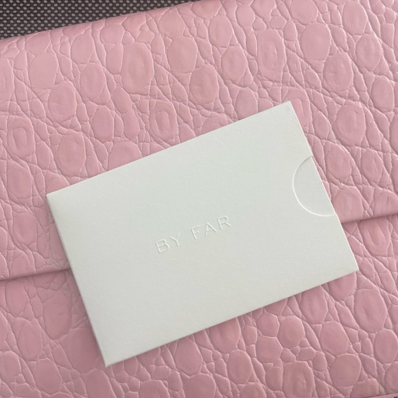 BY FAR Pink Croc-Embossed Shoulder Bag